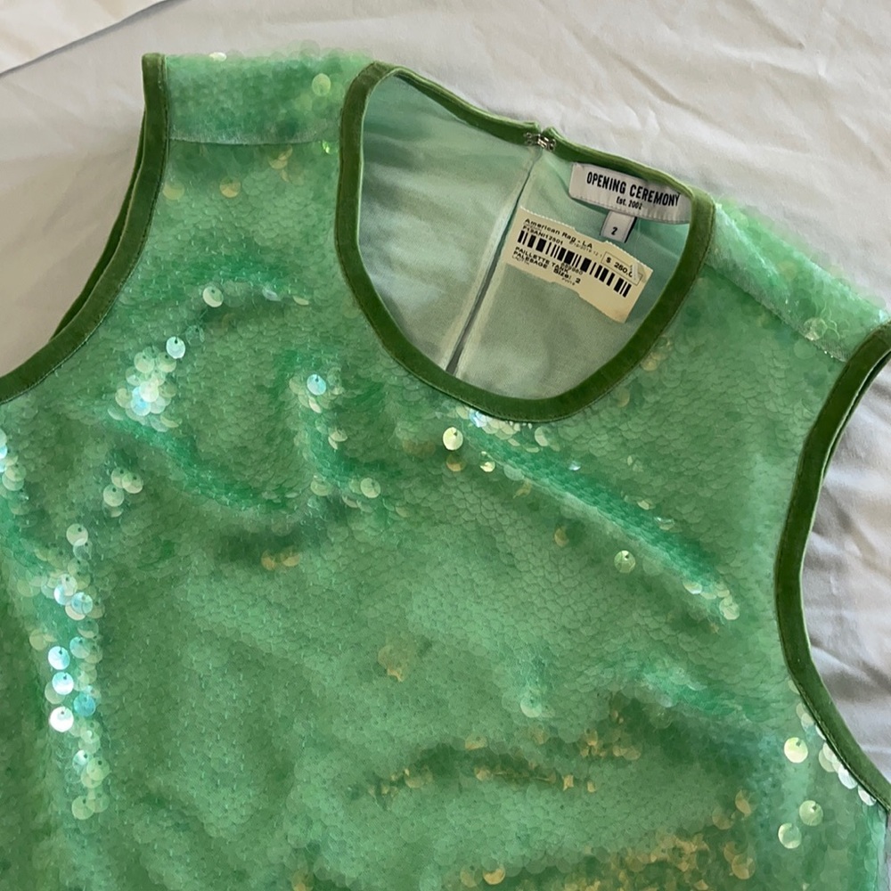 Opening Ceremony Mint Green Sequin Tank Top